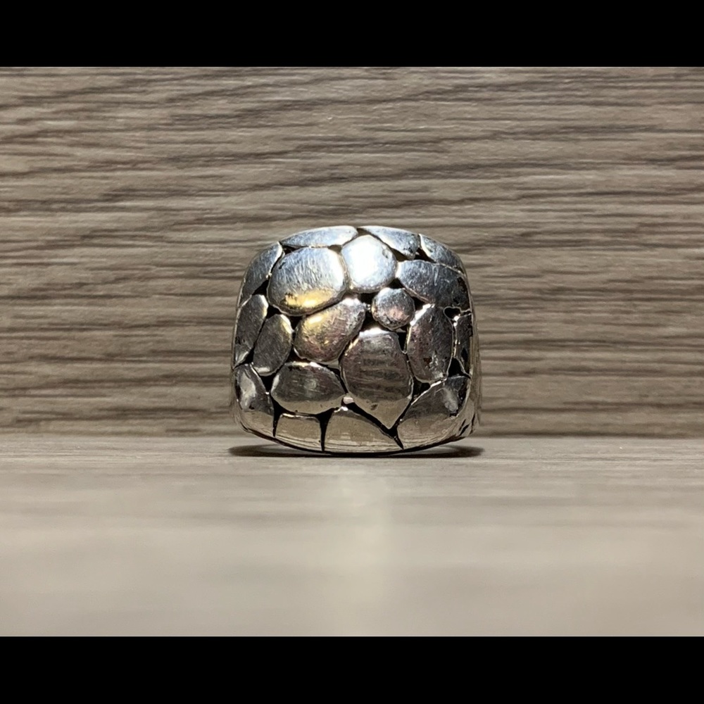 Vintage Sterling Silver Modernist Pebbled Cluster Design Chunky Ring, Size 8